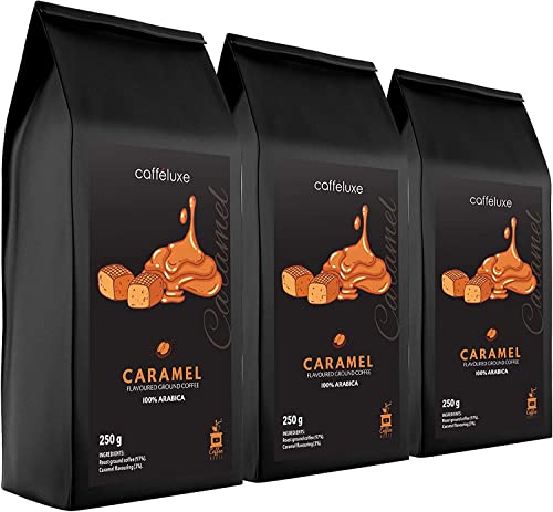 Caffeluxe Flavoured Ground Coffee - Caramel 3 Pack (250g Per Bag) von cafféluxe