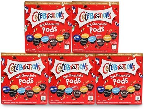 cafféluxe Celebrations Hot Chocolate Pods - Twix, Mars, Bounty, Snickers, Galaxy, Malteser, Milky Way & Galaxy Caramel (40) von cafféluxe