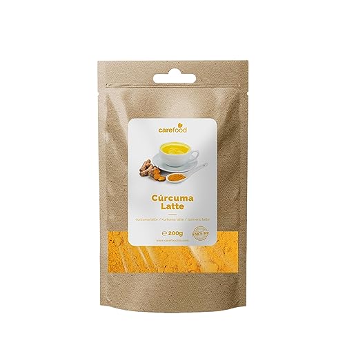 Carefood - Bio Goldene Milch Pulver - Kurkuma Latte - Superfood Curcuma 100% Bio - Für Veganer - Supernahrung Ökologisch Ideal für Säfte, Getränke und zum Frühstück - 200 g von carefood