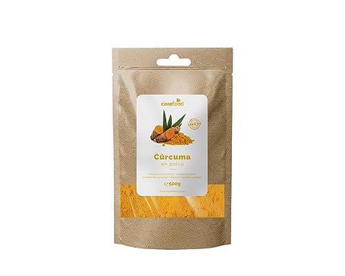 Carefood - Bio Kurkuma Pulver - Superfood Curcuma 100% Bio - Für Veganer - Supernahrung Ökologisch Ideal mit Goldener Milch, für Speisen, als Gewürz und zum Frühstück - 500 g von carefood