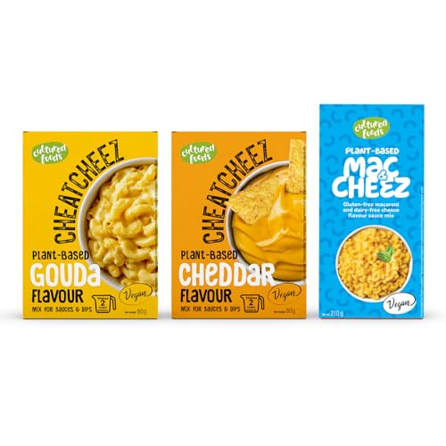 Cultured Foods Veganer 3-er Set Veganes Mac And Cheese, Gouda Sauce, Cheddar Sauce, Laktosefrei Glutenfrei Mit Himalayasalz Aus Der Salt Range Pakistan MAC & CHEEZ CHEATCHEEZ von cultured foods