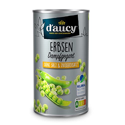 d'aucy Erbsen - 100% ohne Salz und Zuckerzusatz, ohne Konservierungsstoffe, klimaneutral, 285 Gramm Dose von d'aucy