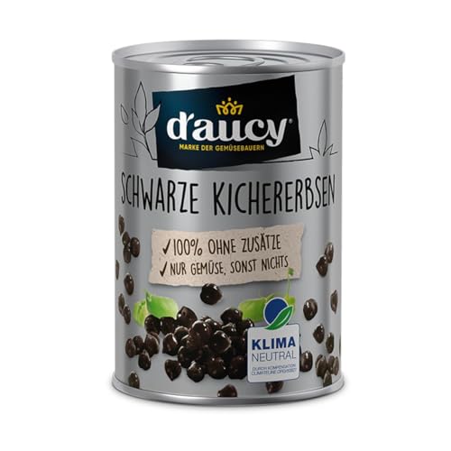 d'aucy Schwarze Kichererbsen - 100% ohne Salz und Zuckerzusatz, ohne Konservierungsstoffe, klimaneutral, 110 Gramm Dose von d'aucy