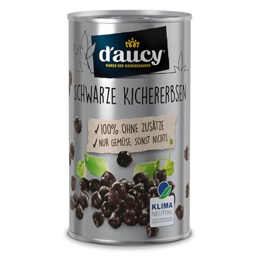d'aucy Schwarze Kichererbsen - 100% ohne Salz und Zuckerzusatz, ohne Konservierungsstoffe, klimaneutral, 285 Gramm Dose von d'aucy