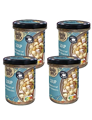 4 x Daily Deli Chicken Noodle Soup | Hühnernudelsuppe im 380g Glas | Hergestellt mit 100% Ökostrom | Daily Deli - mit deinem Löffel um die Welt von daily deli