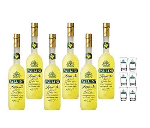 PALLINI LIMONCELLO LIQUEUR 1 LT 6 FLASCHEN MIT 6 GLÄSERN von dakomyo