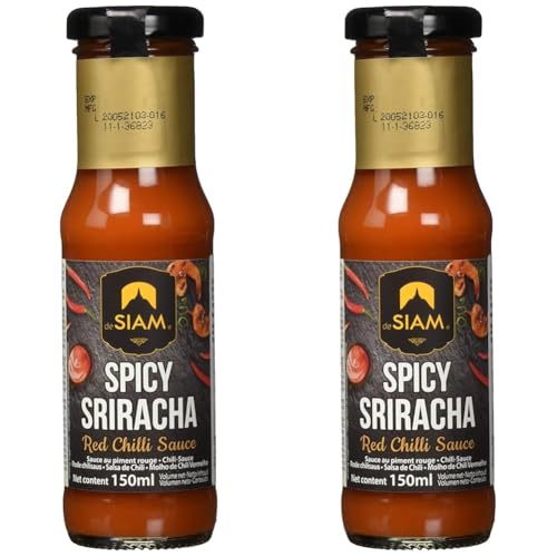 deSiam Sriracha Chilli Sauce - die scharfe thailändische Soße aus rotem Chili, Knoblauch und Essig 150ml (Packung mit 2) von deSiam