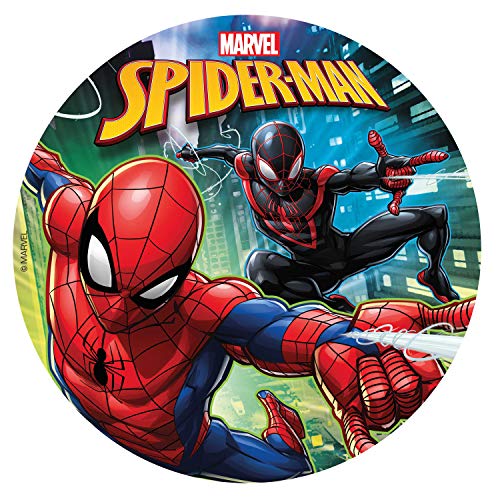 Dekora - 236040 Spiderman Tortenaufleger aus zuckerfreiem Esspapier - 20 cm von dekora