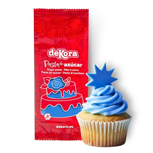 Dekora – Blau Zuckerpaste Fondant 150g – Perfekt für Torten & Backdekoration – Gluten- und Laktosefrei – Vanillegeschmack – Weich, flexibel & leicht zu formen für kreative Dekorationen von dekora