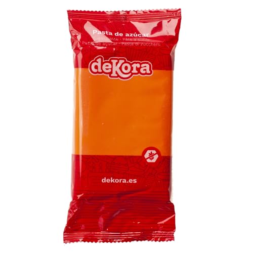 Dekora - Kuchendeko Fondant Orange - Tortenfondant Zuckerpaste für Torten und Cupcakes - Rollfondant für die Herstellung aller Arten von Dekorationen - Einfaches Formen - 250 g von dekora