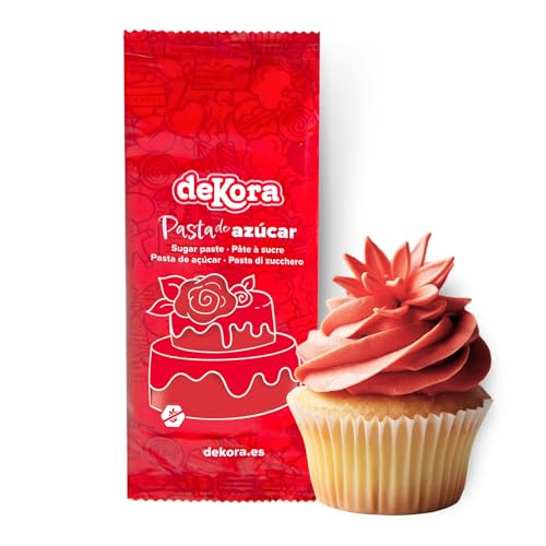 Dekora – Rot Zuckerpaste Fondant 150g – Perfekt für Torten & Backdekoration – Gluten- und Laktosefrei – Vanillegeschmack – Weich, flexibel & leicht zu formen für kreative Dekorationen von dekora