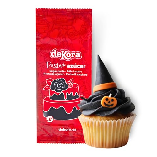 Dekora – Schwarz Zuckerpaste Fondant 150g – Perfekt für Torten & Backdekoration – Gluten- und Laktosefrei – Vanillegeschmack – Weich, flexibel & leicht zu formen für kreative Dekorationen von dekora