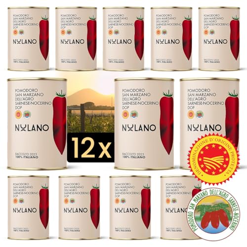 NOLANO - 12x 400g San Marzano Tomaten Dose DOP | ganz & geschält | + 12 einheimische Rezepte vom Hersteller (12x 400g) von delicret the delicate secrets of the world