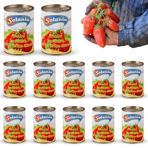 DELICRET - SOLANIA - San Marzano Tomaten DOP 12x 400g Dose mit Rezeptguide|ganze geschälte Pizzatomaten | Dosentomaten von delicret the delicate secrets of the world