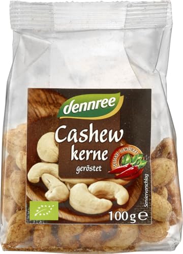 Cashewkerne geröstet, scharf gewürzt 12 x 100 gr von dennree