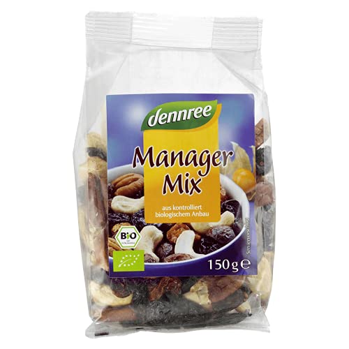 Dennree Bio Manager Mix aus Trockenfrüchten und Nusskernen 1er Pack (1 x 150 g) von dennree