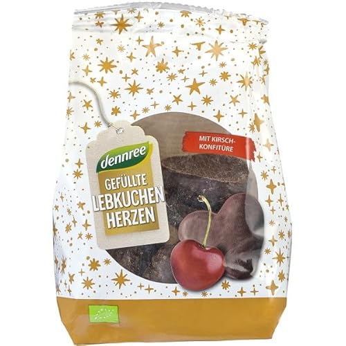 dennree Lebkuchenherzen mit Kirschfüllung (125 g) - Bio von dennree