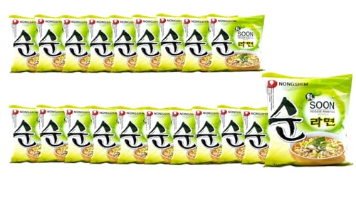 Nongshim - 20er Pack Soon Veggie Ramuyn - Instant Nudel - Nudeln Original aus Korea - Asiatische Asia Noodles (Vorteilspackung 20x140g) von dinese