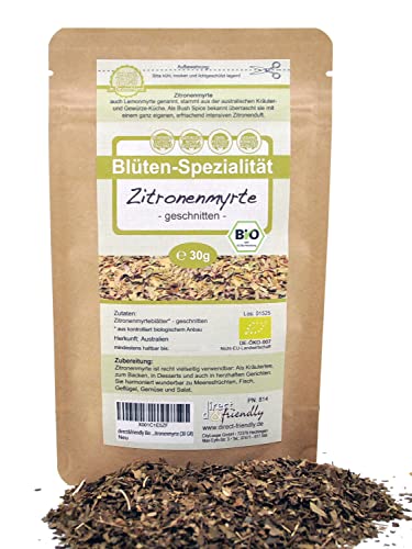 direct&friendly Bio Australische Zitronenmyrte Lemon Myrtle getrocknet geschnitten 30g von direct&friendly