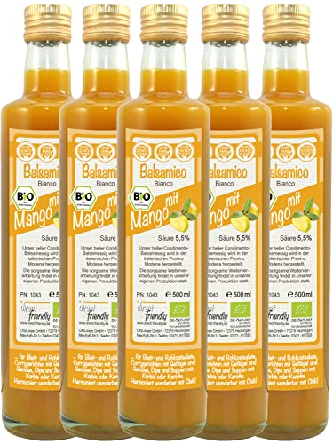 direct&friendly Bio Mango Essig, Condimento Balsamico mit fruchtiger Mango (5 x 500 ml) von direct&friendly