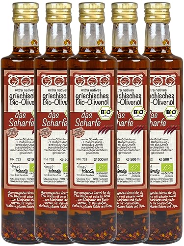 direct&friendly | Bio Olivenöl mit extra scharfer Bio Chili (5 x 500 ml) von direct&friendly