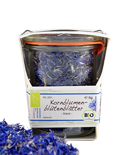 direct&friendly Kleines Geschenk Bio Blüten im Weckglas plastikfreie Verpackung Geschenk Kleinigkeit Teegeschenk (Kornblumenblütenblätter) von direct&friendly