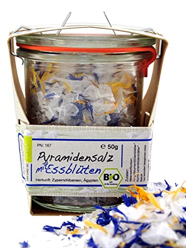 direct&friendly Pyramidensalz aus Zypern mit essbaren Bio-Blüten, 50g im Glas von direct&friendly