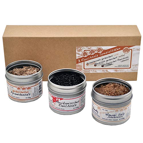 direct&friendly Salz Geschenkset Gourmet Rauchsalze Set Rubs Geschenke für Männer mit Meersalzflocken Hawaiisalz und mexikanischem Rauchsalz von direct&friendly