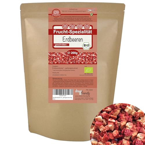 direct&friendly | Bio Erdbeeren gefriergetrocknet | 200g | ohne Zuckerzusatz | perfekte Fruchtstücke für Müsli von direct&friendly