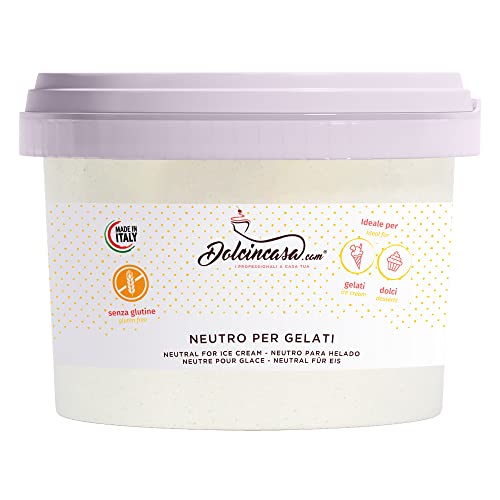 Dolcincasa-com Neutral für Speiseeis und Fruchtgelato mit Guarkernmehl und Johannisbrotkernen Verdickungsmittel Emulgator Stabilisator Glutenfrei Home Professional Use 500 g Packung von Dolcincasa.com