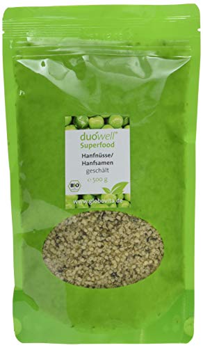 duówell® - Hanfnüsse geschält Bio 500g | Proteinreiche, geschälte Bio Hanfnüsse | Hanfnüsse reich an Omega-3-Fettsäuren, ideal auch für Veganer und Nuss-Allergiker | Inhalt: 500g von GloboVita