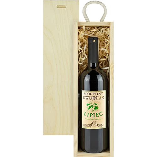 Lipiec Met Dwójniak-Halber Geschenkset in einer leichten Holzbox | 750ml | 16% Alkohol Metwein | Polnische Produktion von eHonigwein.de Premium Quality