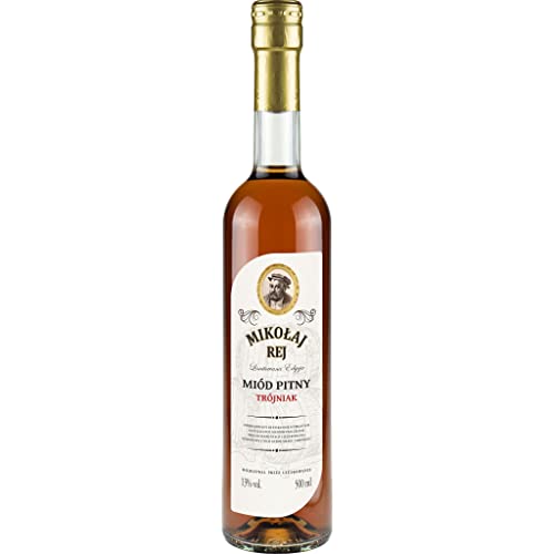 Mikołaj Rej Trójniak Honig (Drittel) 0,5L | Met Honigwein Metwein Honigmet | 500 ml | 13% Alkohol | Ami Honey | Geschenkidee | 18+ von eHonigwein.de Premium Quality