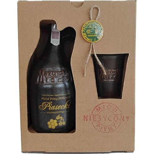 Piasecki Met Półtorak-Einhalber (Keramik) Geschenkset im Karton mit Keramikbechern | 600ml | 16% Alkohol Metwein | Polnische Produktion von eHonigwein.de Premium Quality