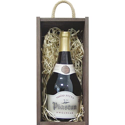 Piastun Met Dwójniak-Halber Geschenkset in einer leichten Holzbox | 750ml | 16% Alkohol Metwein | Polnische Produktion von eHonigwein.de Premium Quality