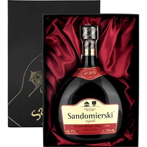 Sandomierski Met Trójniak-Drittel Geschenkset in einer seidenwattierten Verpackung | Honigwein 750ml | 13% Alkohol Metwein | Polnische Produktion von eHonigwein.de Premium Quality