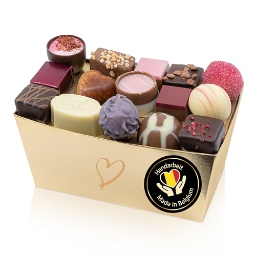 ePralinchen handverarbeitete belgische Luxus-Pralinen | Love Edition 500g | Pralinenmischung für Verliebte mit Frucht, Nougat, Champagner uvm. | mit Alkohol | köstliche Schokolade made in Belgium von ePralinchen