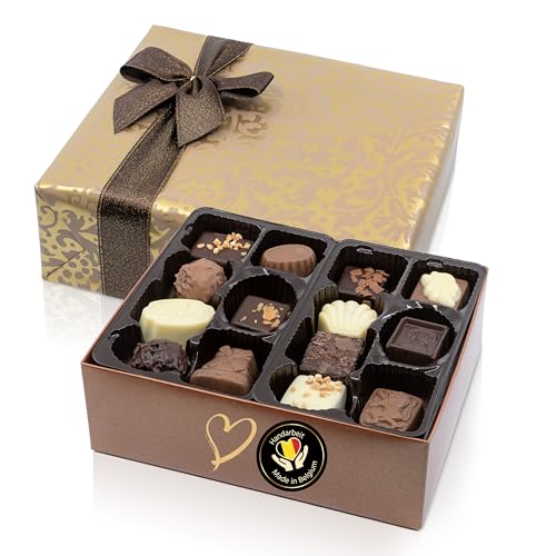 ePralinchen handverarbeitete belgische Luxus-Pralinen | Festive Edition | festlich verpackte bunte Pralinenmischung zum Verschenken | ohne Alkohol | köstliche Schokolade made in Belgium von ePralinchen