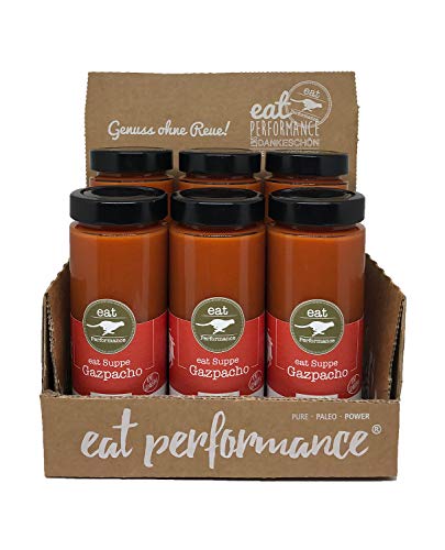 eat Performance® Gazpacho Suppe (6x 350ml) - 100% Bio, Paleo & vegan I Frei von Konservierungsstoffen & anderen Zusätzen von eat Performance