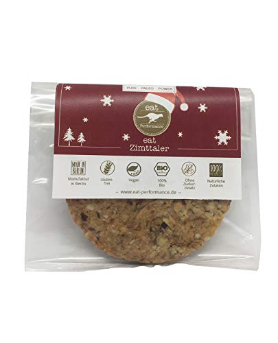 eat Performance® Paleo Zimttaler (40g) - Leckerer veganer Weihnachtskeks ohne Milch I Paleo & Glutenfrei I Bio Cookies aus 100% natürlichen Zutaten von eat Performance