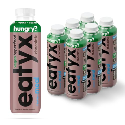 eatyx Vollständige Flüssig Trinkmahlzeit Schokolade | 6 x 500 ml | 24 Vitamine und Mineralstoffe | Vegan | Gluten- und laktosefrei | Zuckerarm | Frei von Farb- und Konservierungsstoffen von eatyx