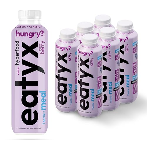 eatyx Vollständige Flüssig Trinkmahlzeit cremige Beere | 6 x 500 ml | 24 Vitamine und Mineralstoffe | Vegan | Gluten- und laktosefrei | Frei von Farb- und Konservierungsstoffen | inkl. 1,5 € Pfand von eatyx