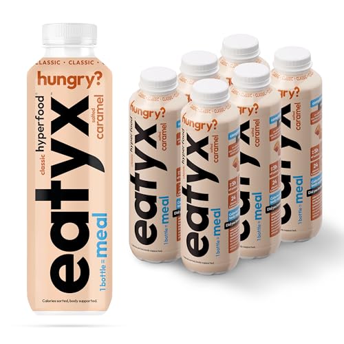 eatyx Vollständige Flüssig Trinkmahlzeit gesalzenes Karamell | 6 x 500 ml | 24 Vitamine und Mineralstoffe | Glutenfrei | Zuckerarm | Frei von Farb- und Konservierungsstoffen von eatyx