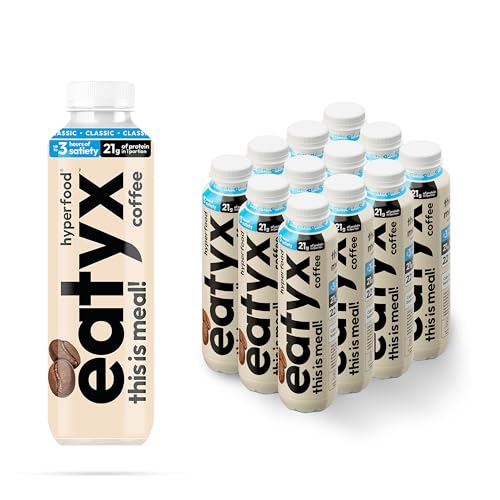 eatyx Vollständige Flüssige Trinkmahlzeit Kaffee | 12 x 300 ml | 21 g Protein | 22 Vitamine und Mineralstoffe | Glutenfrei | Zuckerarm | Frei von Konservierungsstoffen von eatyx