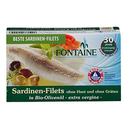 Fontaine - Sardinen ohne Haut und Gräten in Bio-Olivenöl - 120 g - 10er Pack von ebaney