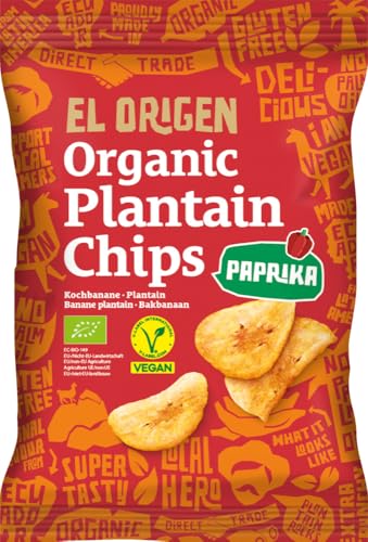 el origen Bio Kochbananen Chips mit Paprika, 80 g 12 x 80 gr von el origen