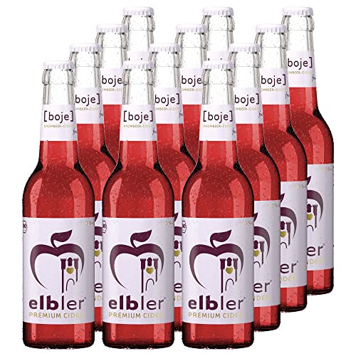 Elbler Cider Boje, 4.0% Vol., 0,33 l, inkl. 0,96€ Pfand, Fruchtig-Frisch, 12-er Pack, Äpfel & Brombeeren, Apfelwein mit Brombeersaft, Vegan, Handgemachter Cider, Bio-Obst, ohne Zusatzstoffe von elbler