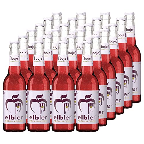 Elbler Cider Boje, 4.0% Vol., 0,33 l, inkl. 1,92€ Pfand, Fruchtig-Frisch, 24-er Pack, Äpfel & Brombeeren, Apfelwein mit Brombeersaft, Vegan, Handgemachter Cider, Bio-Obst, ohne Zusatzstoffe von elbler