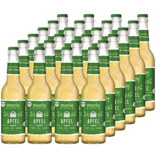 Elbler Morleschorle, Apfelschorle, 24 x 0.33 l, inkl. 1,92€ Pfand, Bio-Apfel-Schorle, aus Bio-Obst, Direktsaft ohne Zuckerzusatz, Direktapfelsaft mit Natürlichem Mineralwasser von elbler