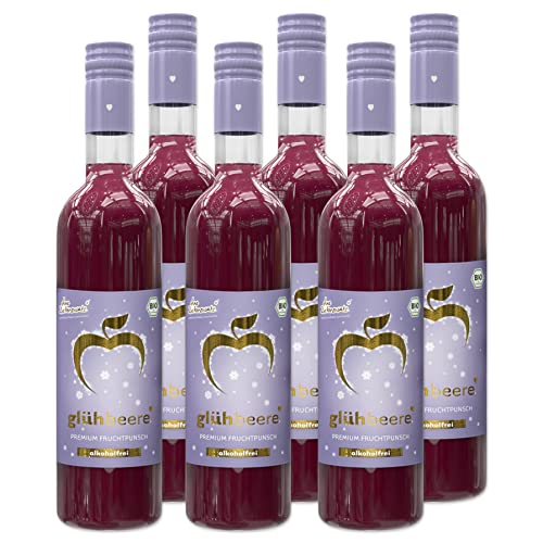 Elbler Wein Glühbeere, Alkoholfrei, 6 x 0.75 l, Bio-Beeren Glühwein, Fruchtglühwein aus Bio-Obst, mit Winterlichen Extrakten aus Vanille, Zimt und Nelke, Vegan & Glutenfrei, 100% Direktsaft von elbler